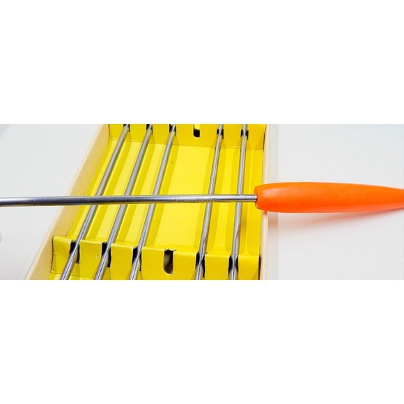 Nevco Stainless Steel Fondue Forks MCM Colored Handles Japan 1968 Set of 6 - Picture 4 of 6